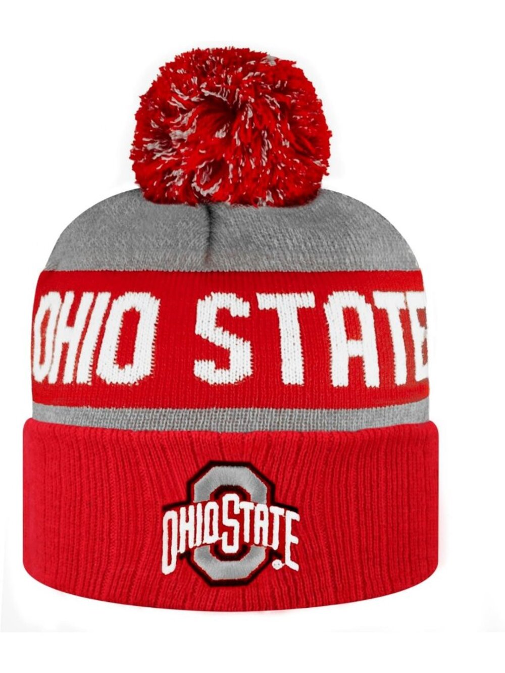 Colorful Cuffed Knit Beanie with Pom - Embroidered Team Logo - One Size Fits